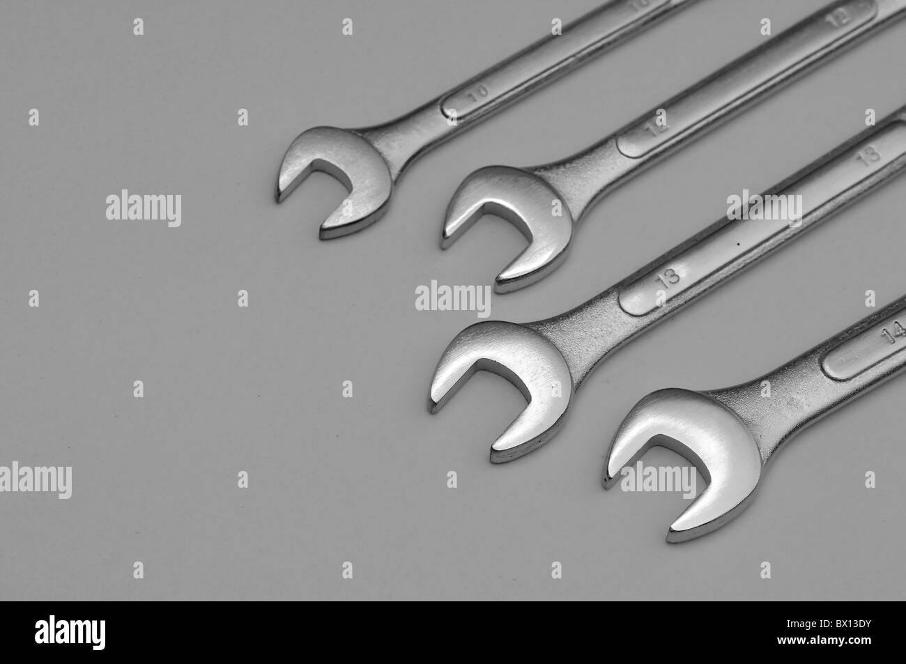 A set of spanners isolated on a light background Stock Photo