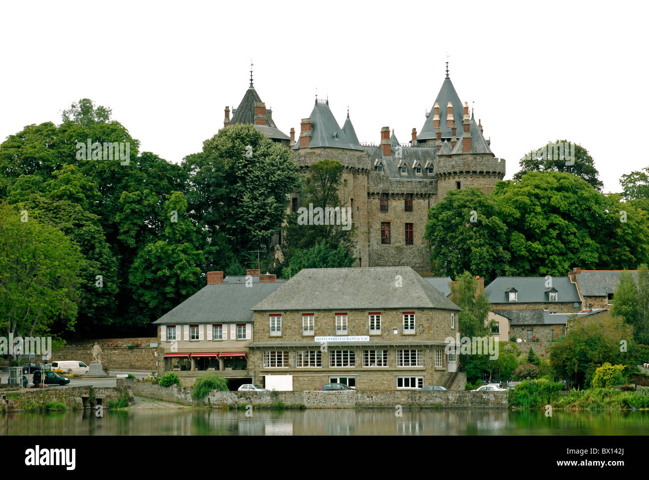 Chateau de Combourg and lake in the Ile et Vilaine (35) departement of France Stock Photo