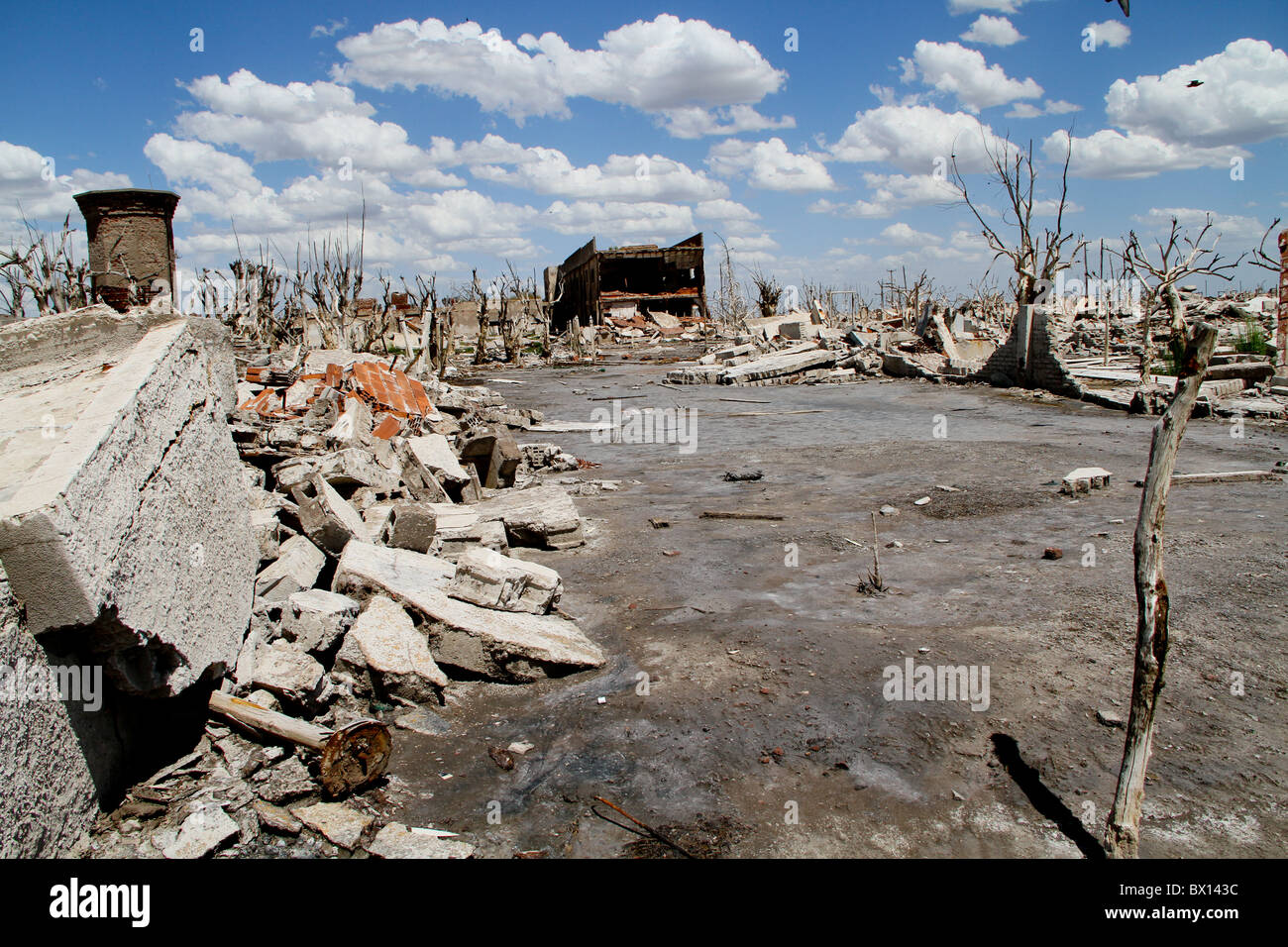 VILLA EPECUEN, ARGENTINA, 2010: Its ruins are on the edge of the Laguna Epecuén about 7 km north of the city of Carhué. Stock Photo