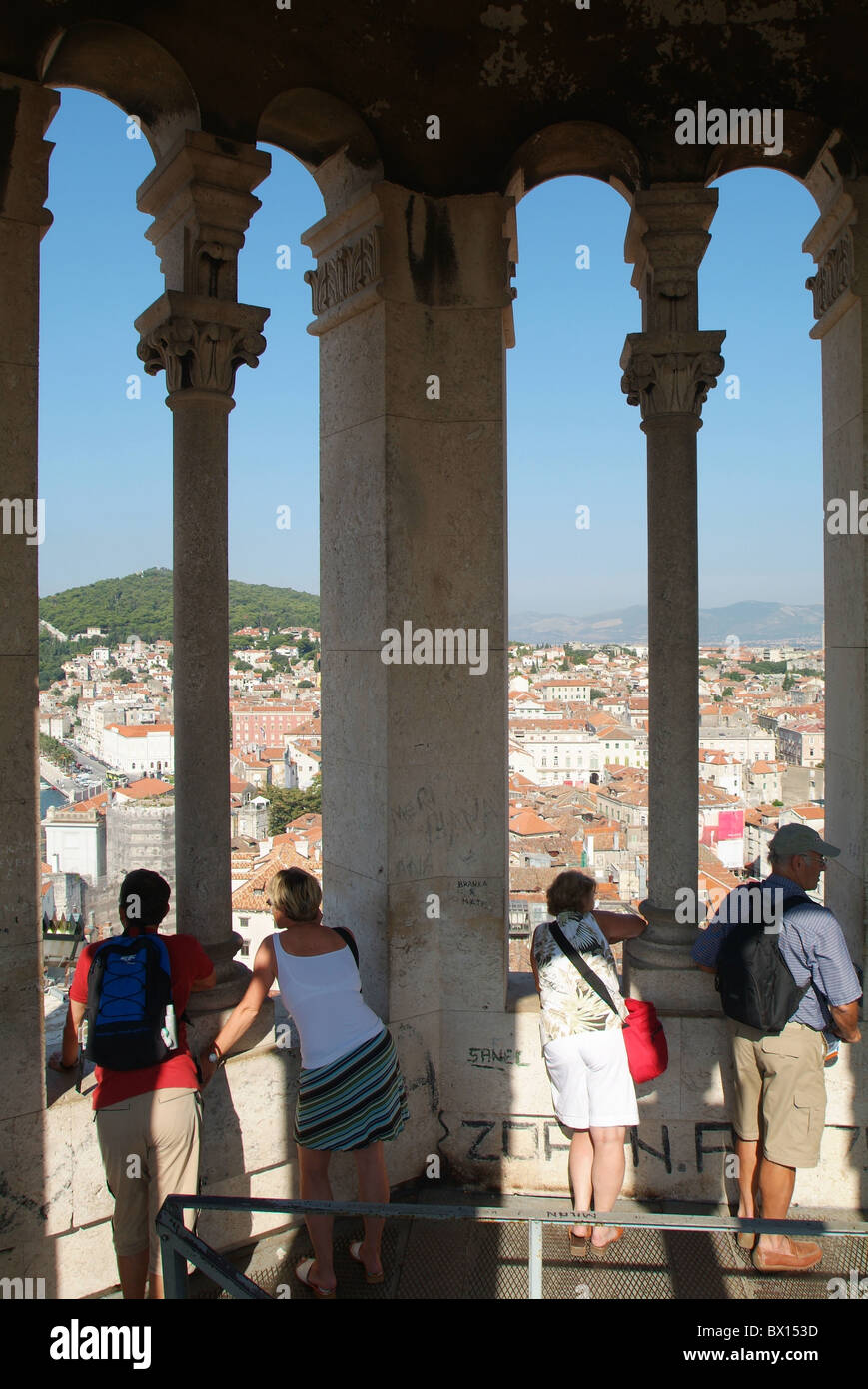 Split town city Sveti Duje cathedral tower view tourist Croatia Europe Dalmatian Stock Photo
