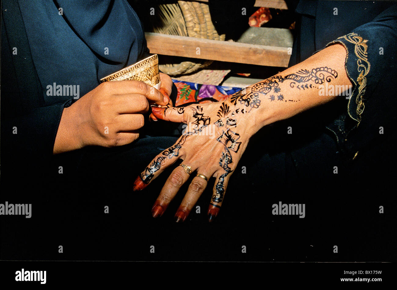 traditional Henna Painting Zabid Tihama Yemen Orient Arabia woman women