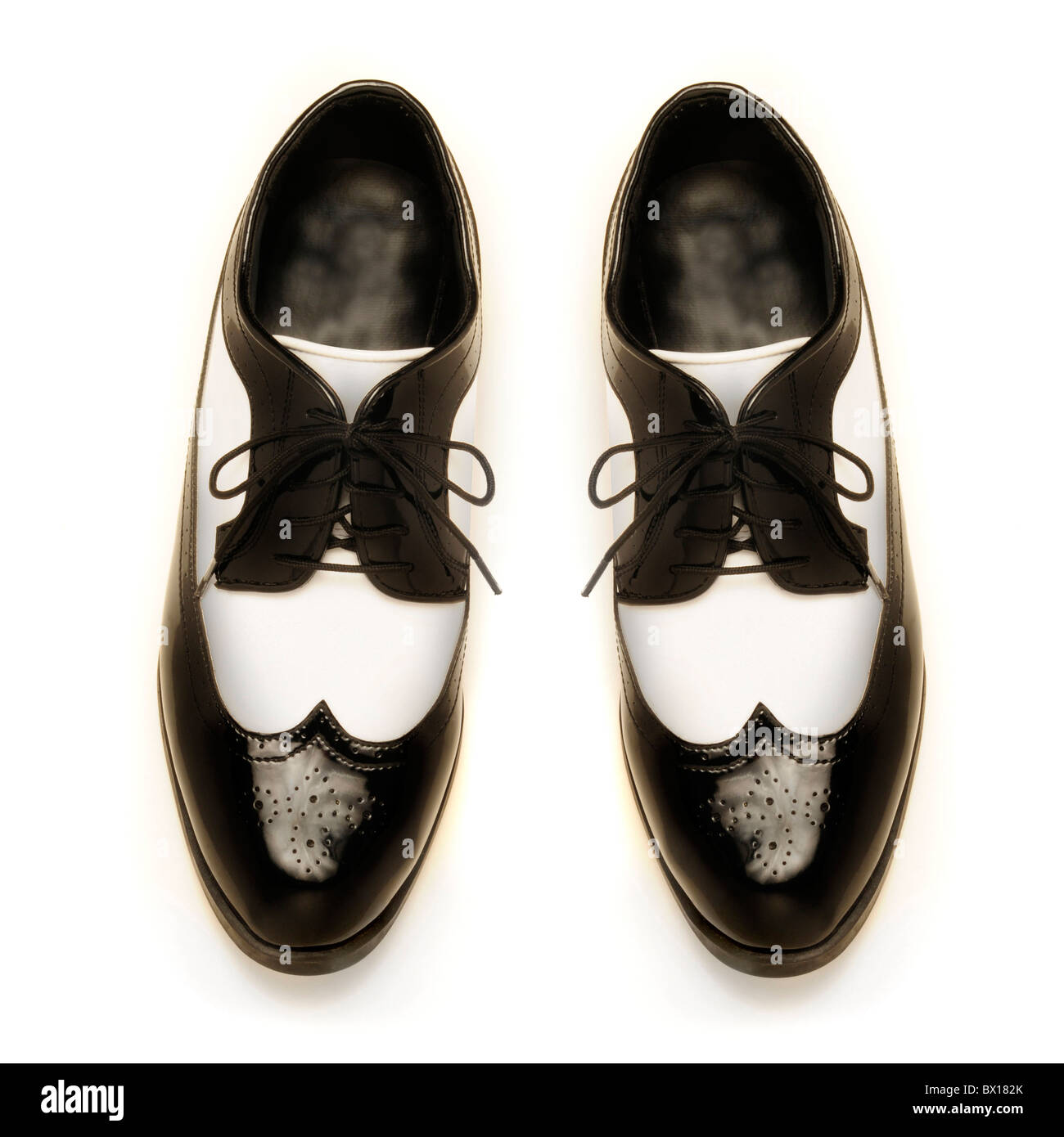 black and white patent leather shoes