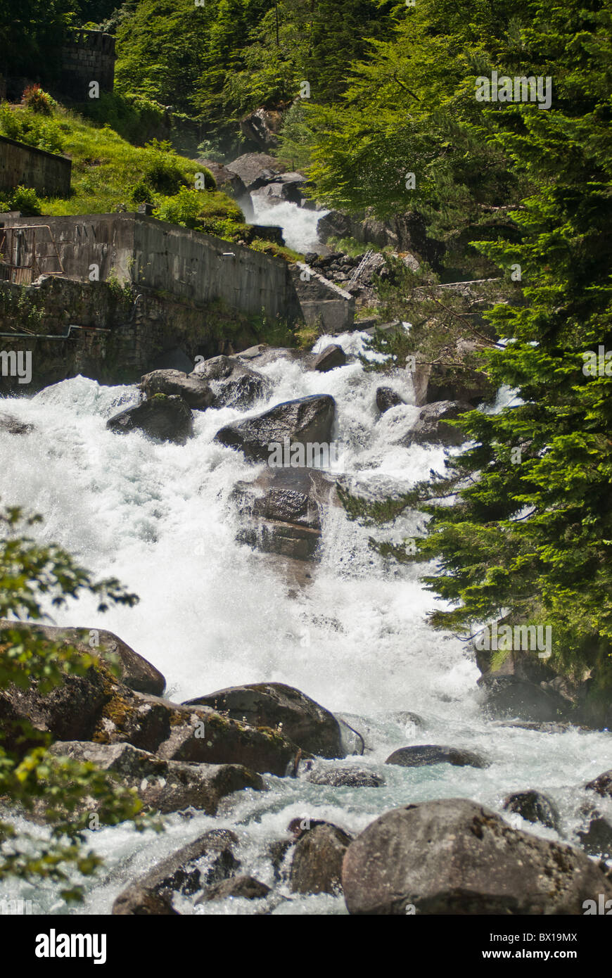 Gaves du Marcadau and Du Gaube near Cauterets and Pont d'Espagne Stock Photo