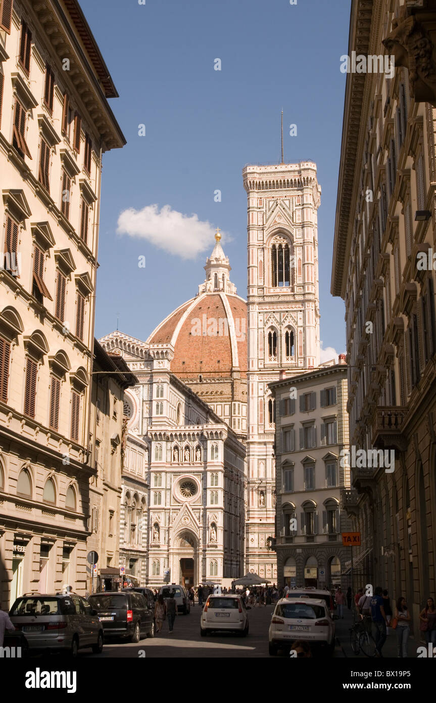 Florence Italy Cathedral  Cattedrale di Santa Maria del Fiore italian city street streets scene road roads Stock Photo