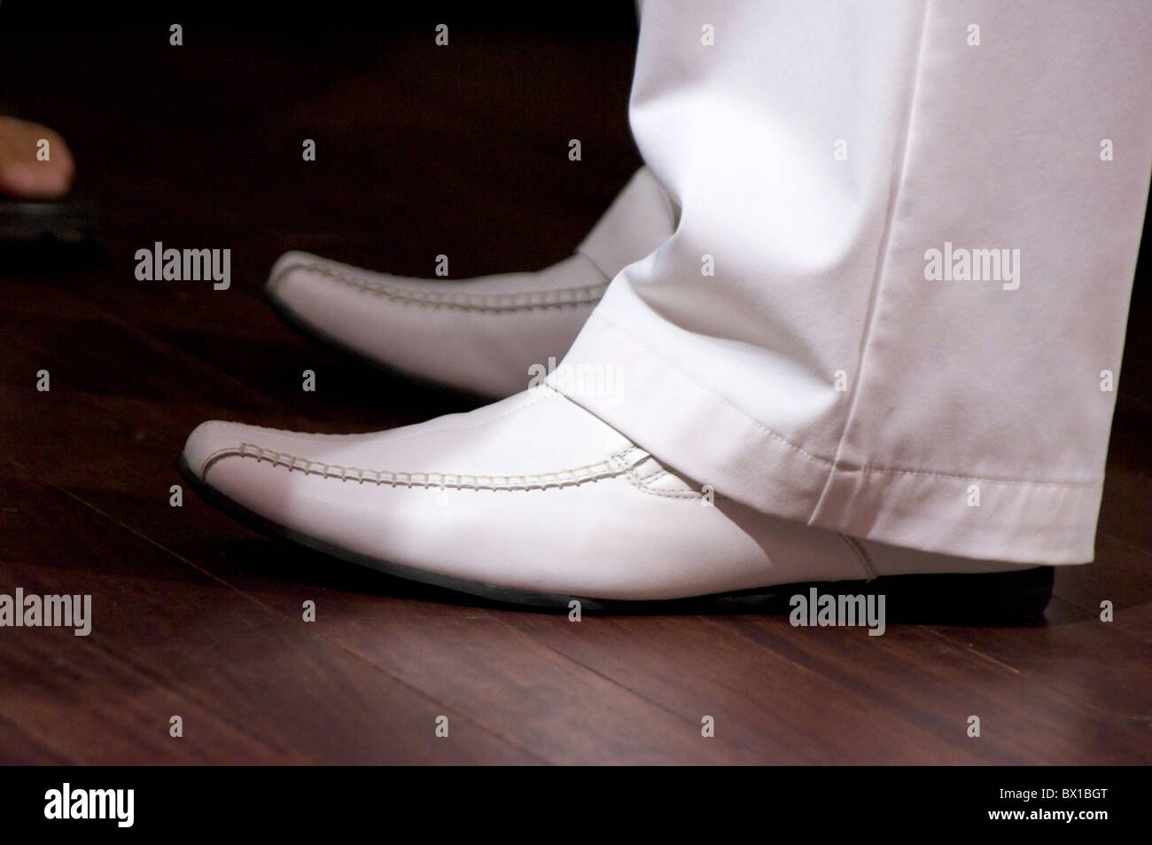 close up of man's feet wearing 