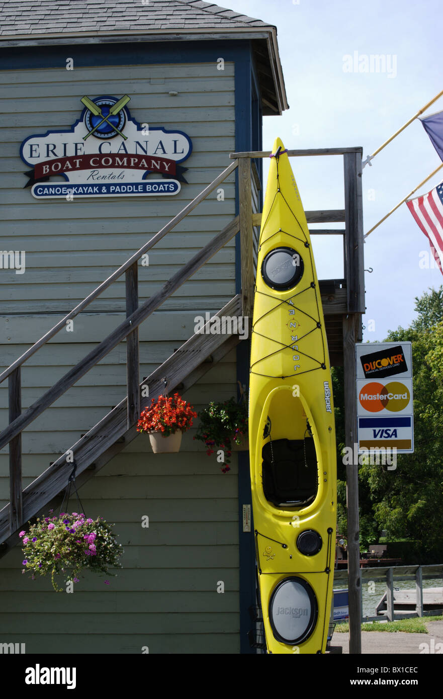 Boat, canoe and kayak rental on Erie Canal Stock Photo Alamy