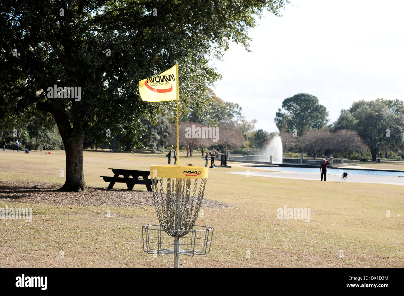 Disc golf station at 2010 Innova disc golf tournament in Hampton Park