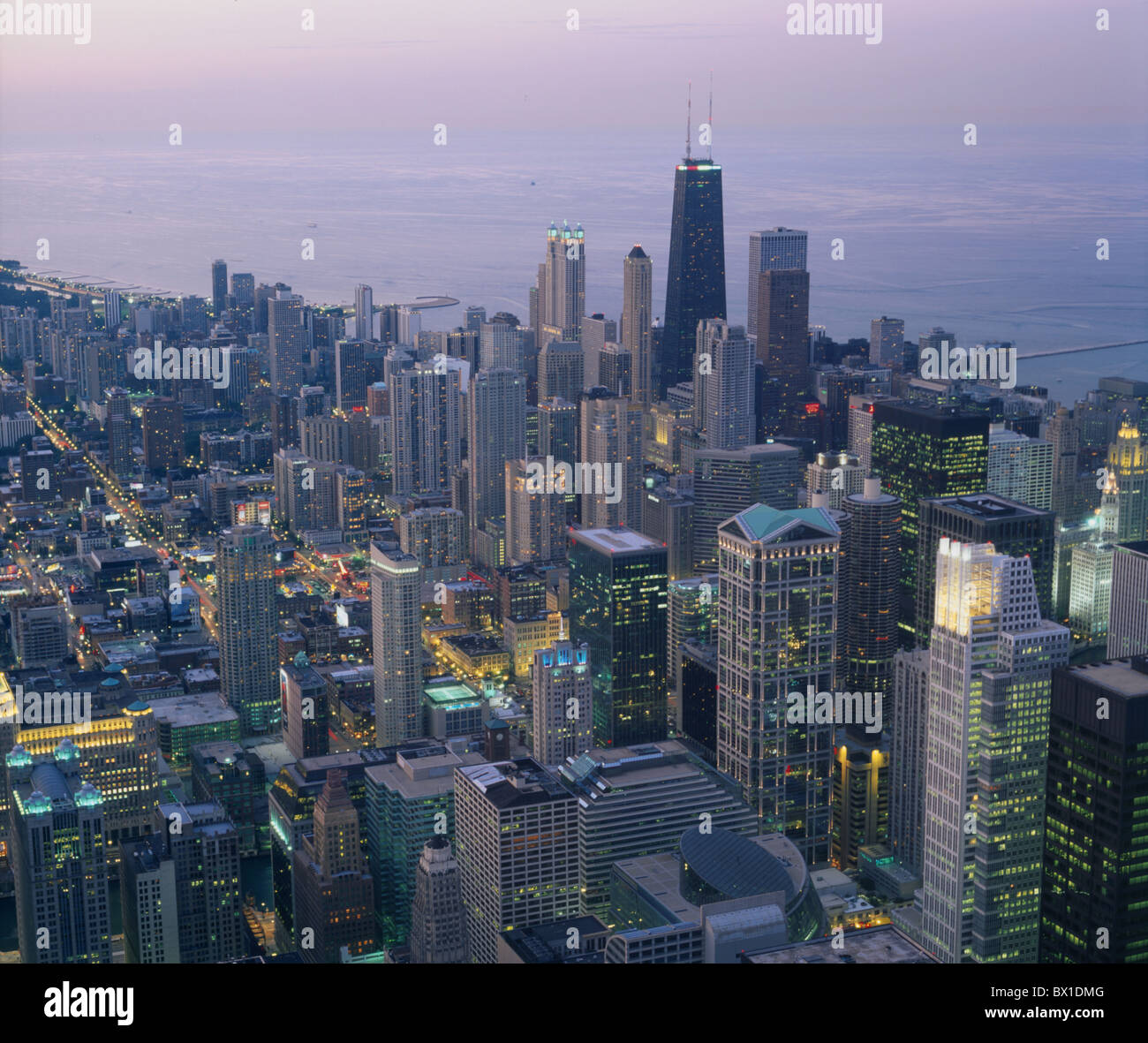 Chicago Illinois USA America United States View from Sears Tower lake skyline mood North America Stock Photo