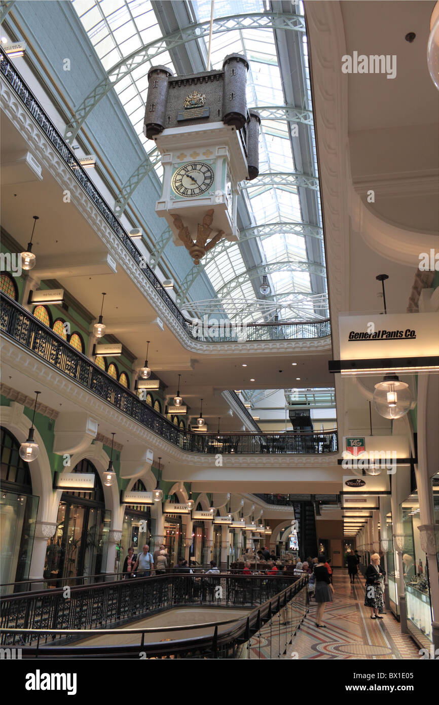Upmarket luxury shopping arcade at Queen Victoria Building, George Street, Sydney, New South Wales, NSW, Australia, Australasia Stock Photo