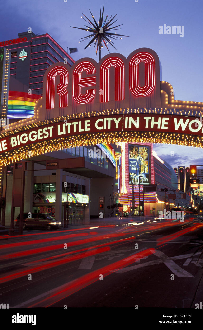 Downtown Nevada Reno USA America United States lights neon signs night