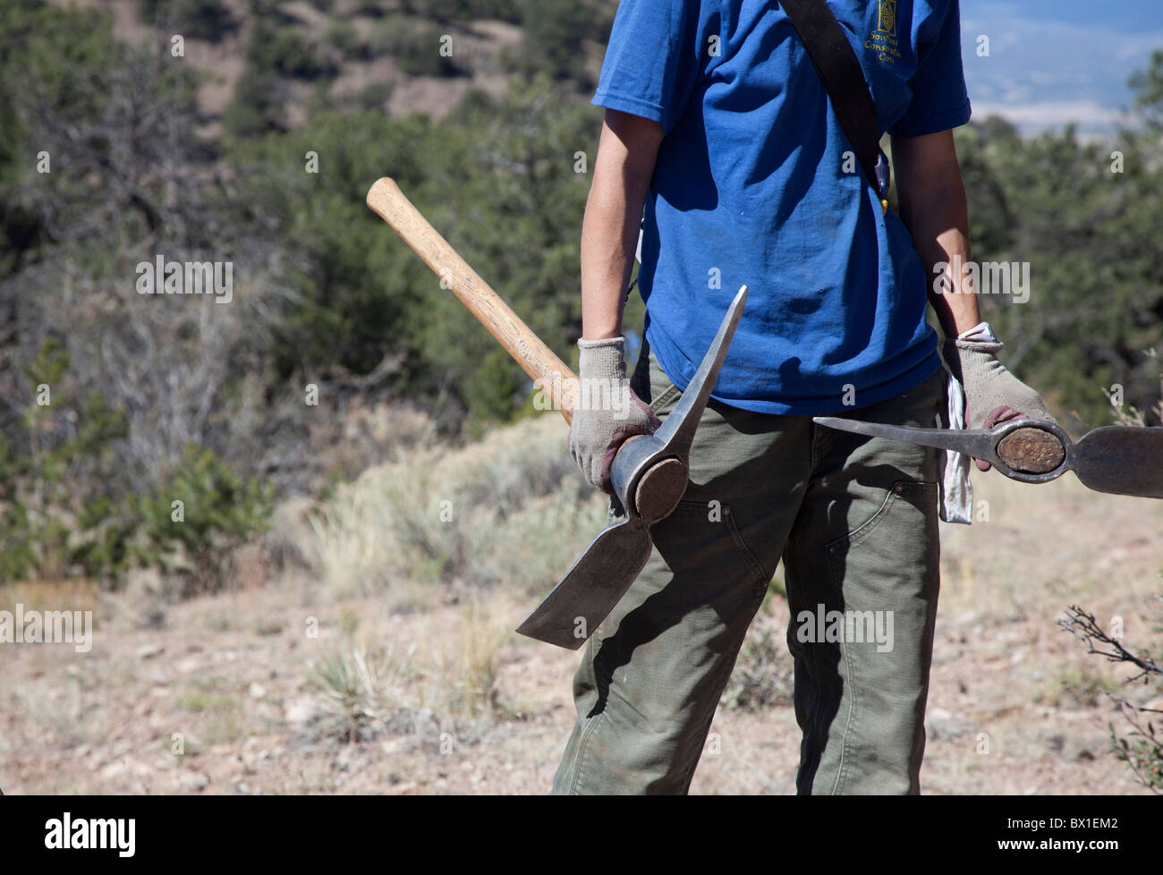 Construction of Mountain Bike Trail Stock Photo