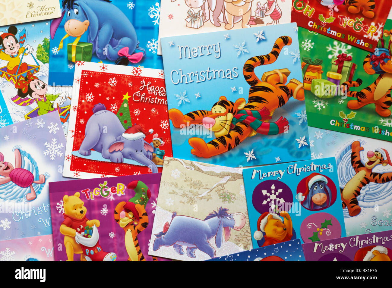 Selection of Christmas cards featuring Disney characters Stock Photo