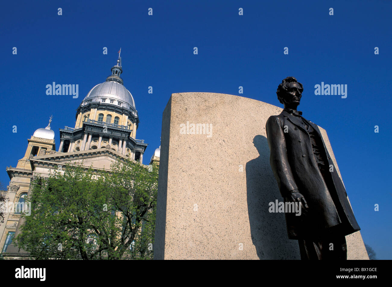 Illinois Lincoln Statue Route 66 Springfield State Capitol Building USA