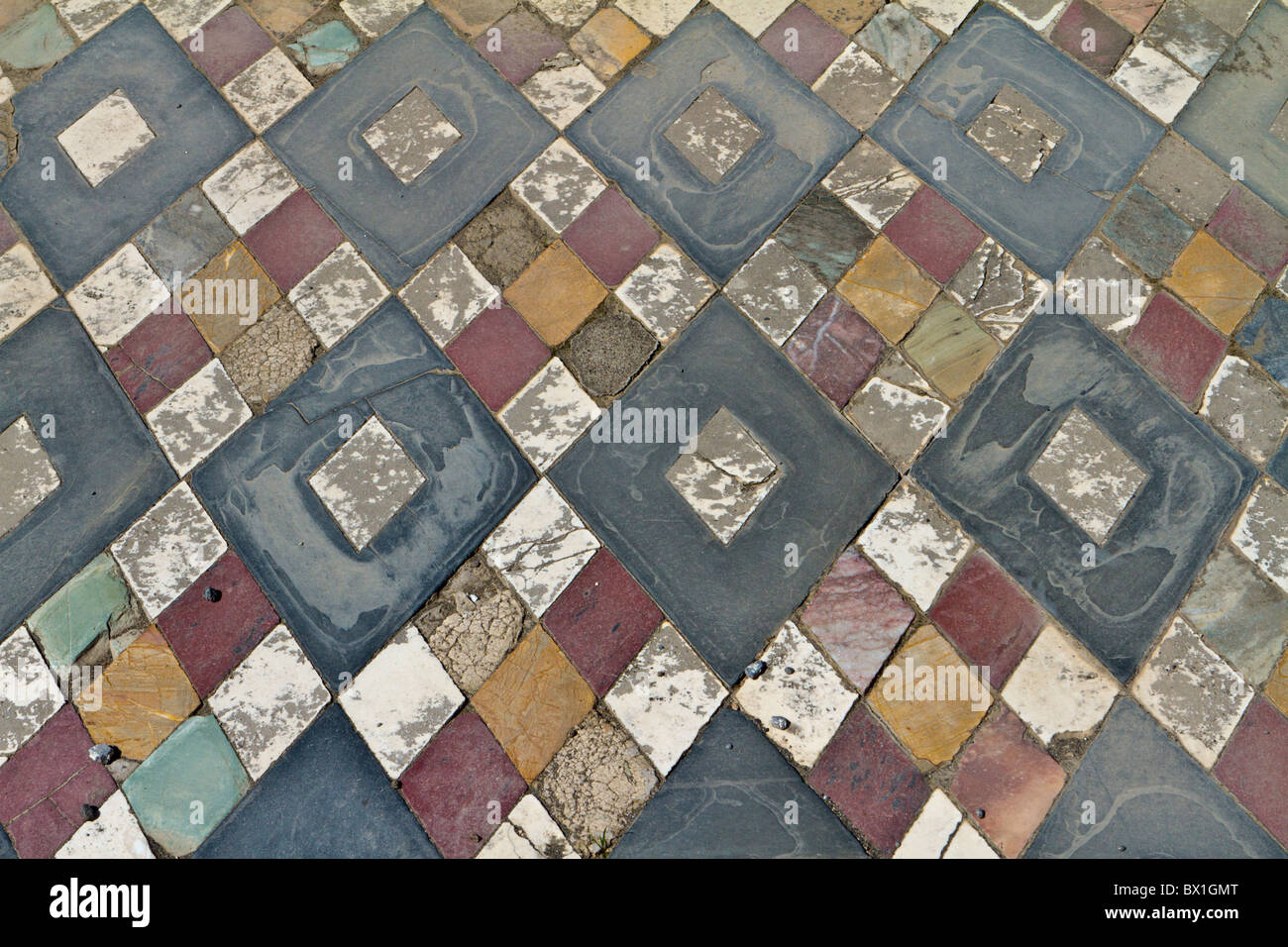 Tiled floor of the impluvium at the House of the Faun, Pompeii Stock Photo