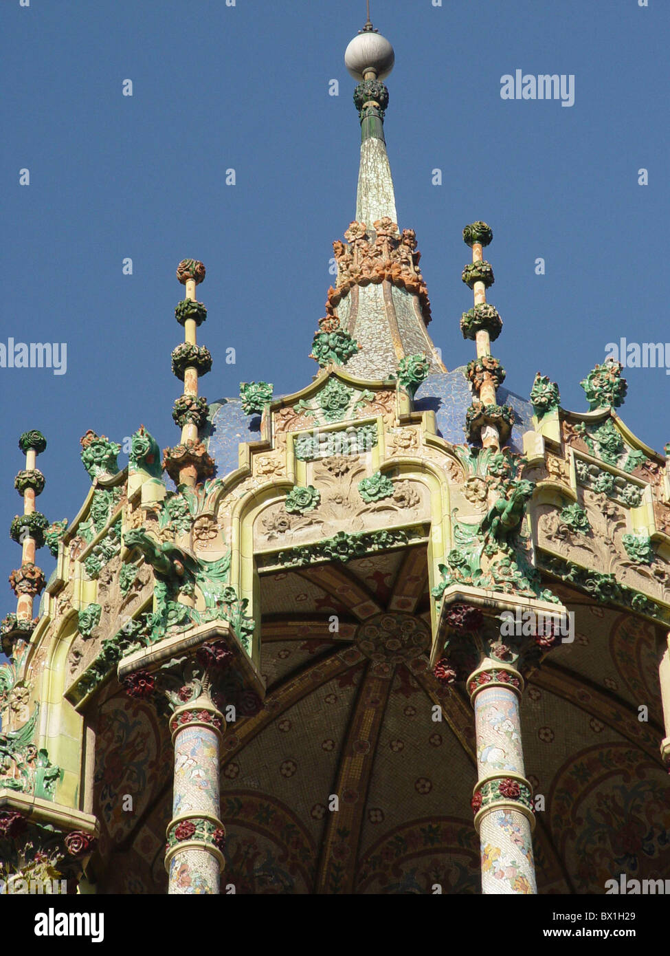 architecture Barcelona colored roof dome Europe mosaic Spain Stock Photo