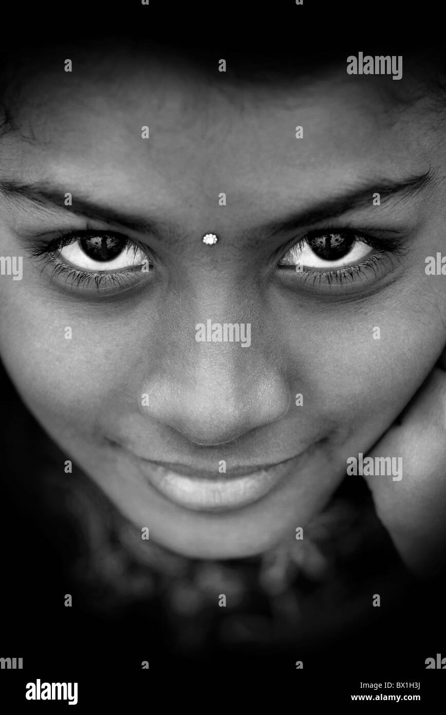 girl in black and white Andhra Pradesh South India Stock Photo - Alamy