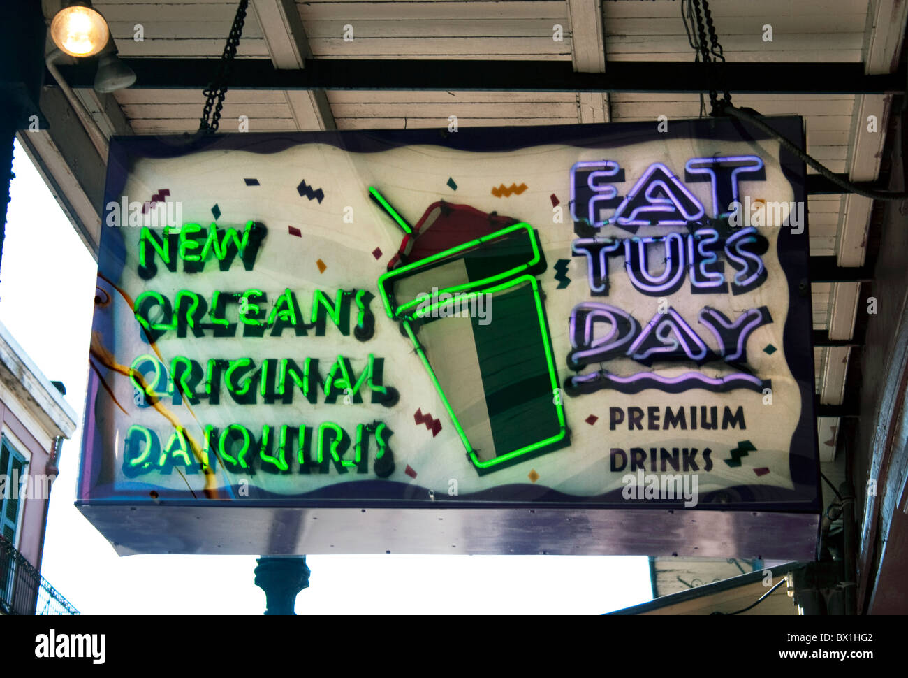 Neon daiquiri sign hanging outside a bar in New Orleans' French Quarter Stock Photo Alamy