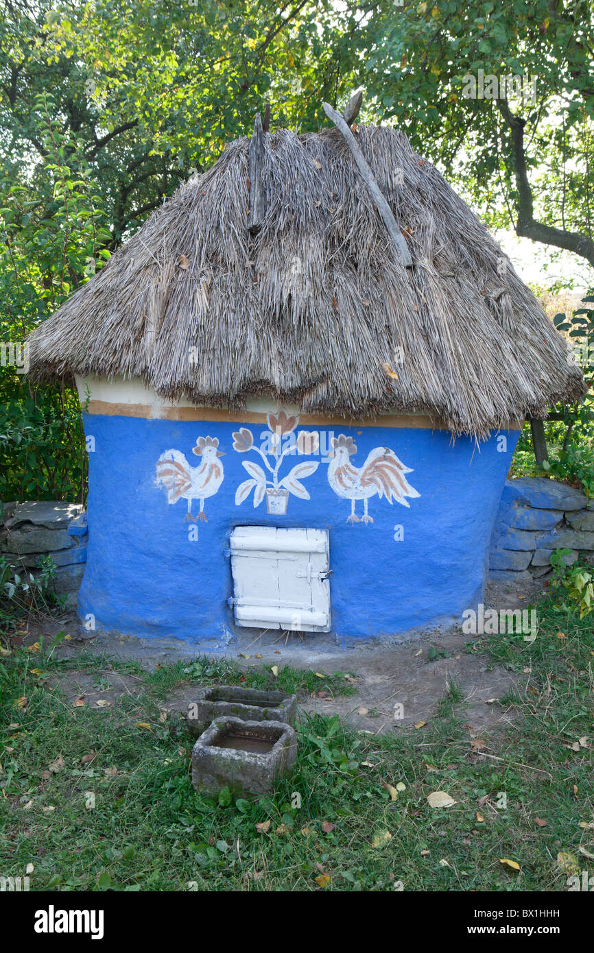 Beautiful blue chicken coop at Pyrohovo (State Museum of Folk