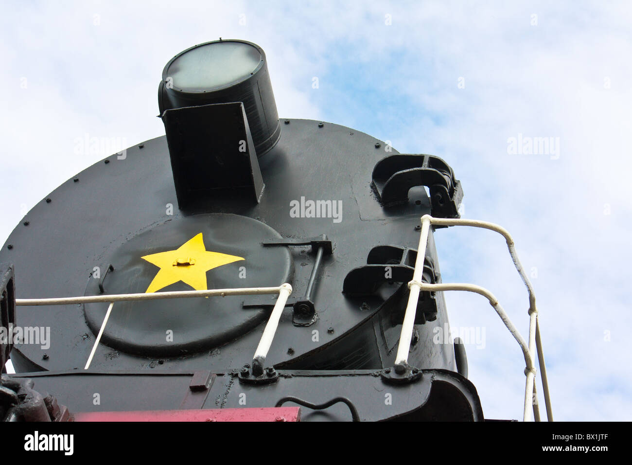 Detail of soviet vintage steam engine locomotive Stock Photo