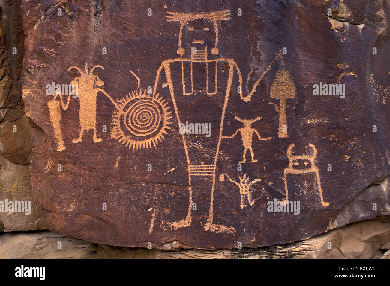 Dinosaur National Monument Fremont Petroglyphs Mc Kee Spring USA America United States Utah rock paintings n Stock Photo