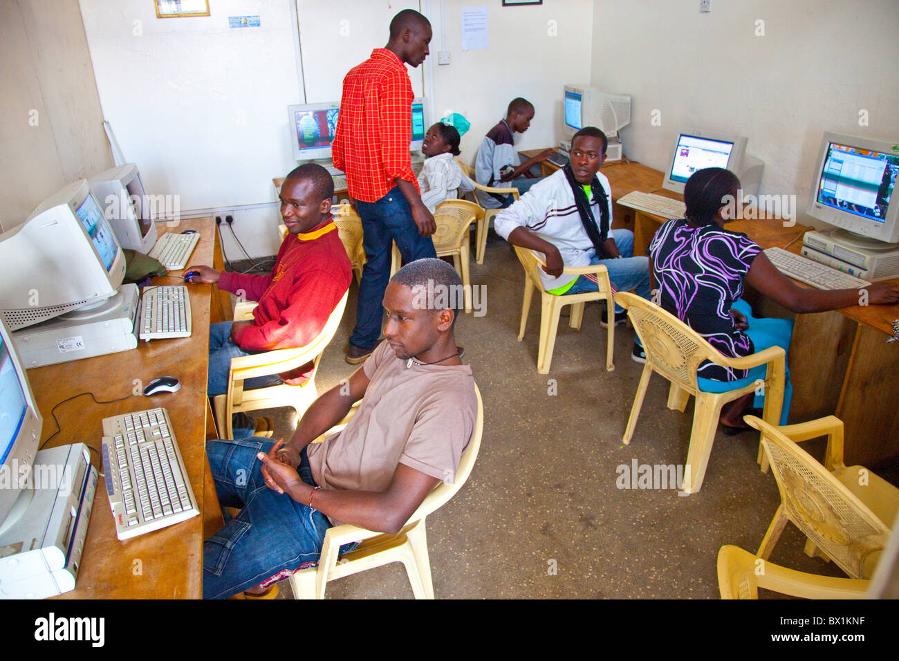 Maji Mazuri Computer training centre, Mathare slums, Nairobi, Kenya Stock Photo