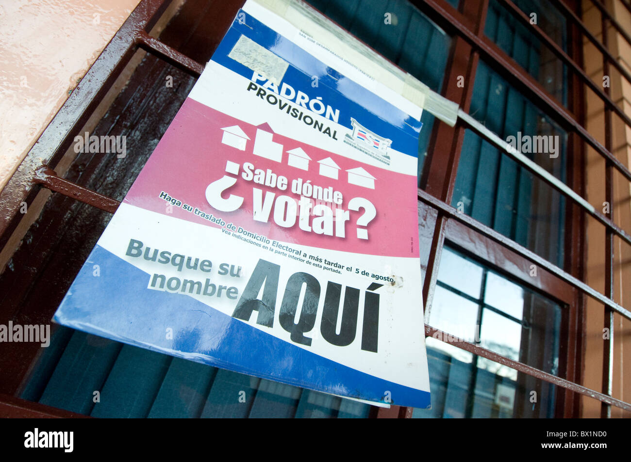 Billboard at voting Station San José Costa Rica Stock Photo