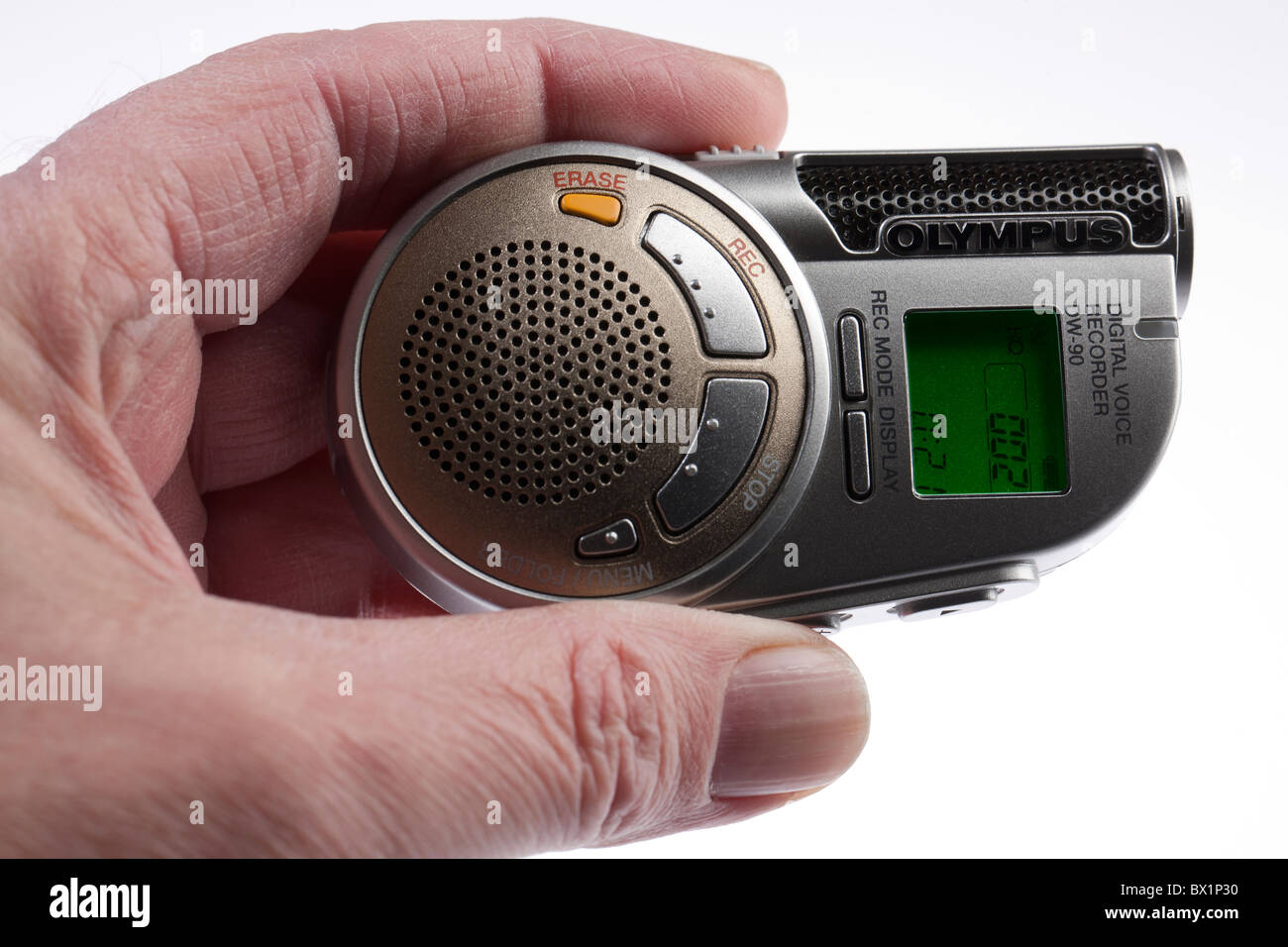 Dictaphone in hand Stock Photo Alamy