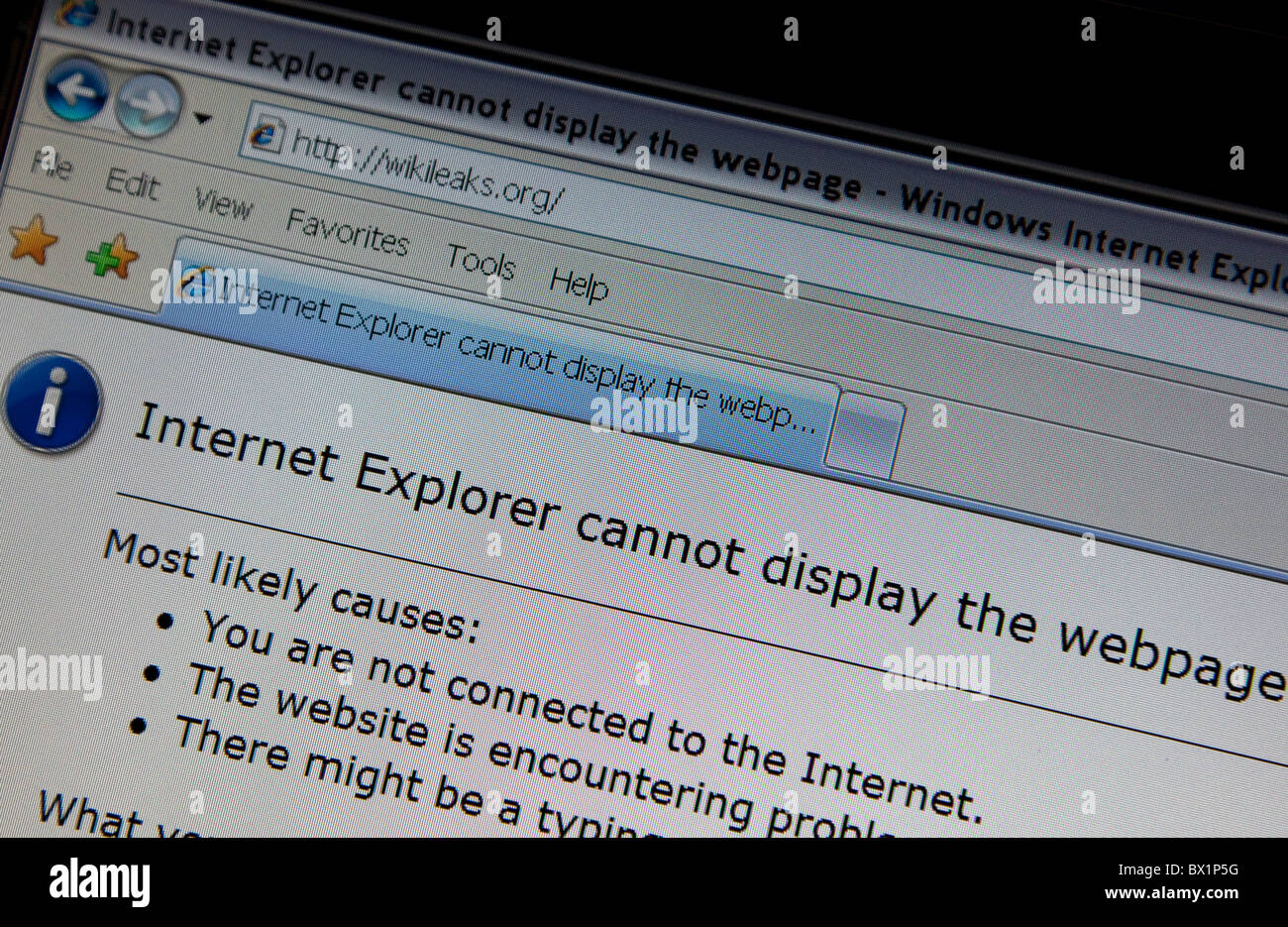 WikiLeaks website shut down possibly by cyber-warfare Stock Photo