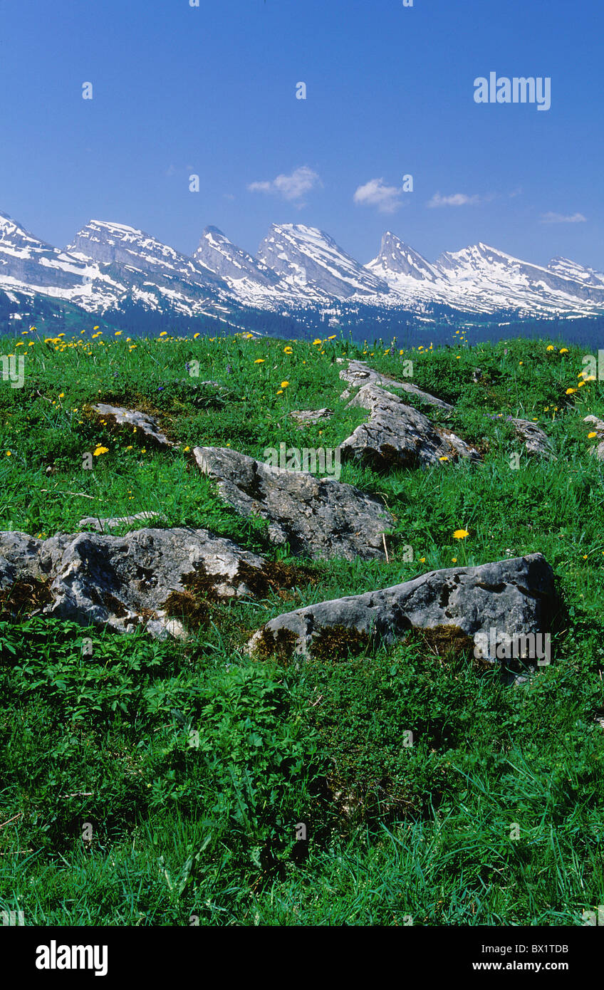 alpine Alps broadness cheers Churfirsten east Switzerland Europe Gamplut high mountain mountain panorama Stock Photo