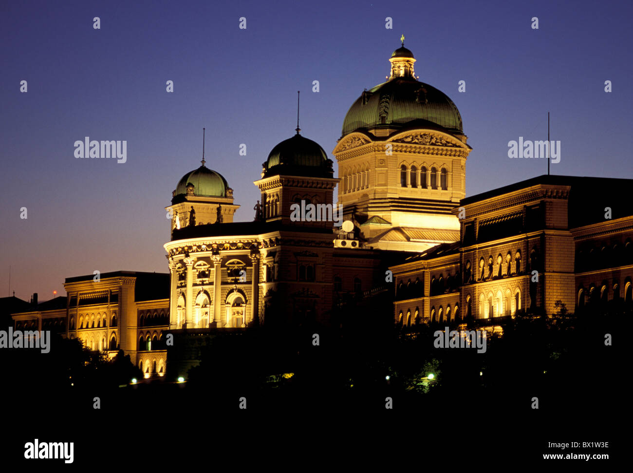 at night Berne building city construction government building illuminated night Bern Switzerland