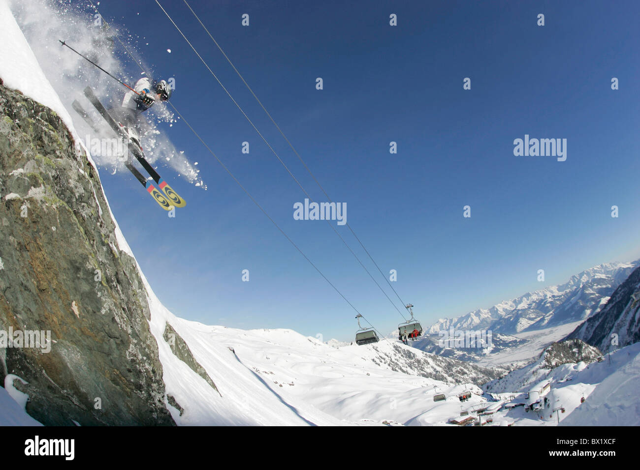 Skiing Ski Action Jump Extreme Deep Snow Chair Lift Railway