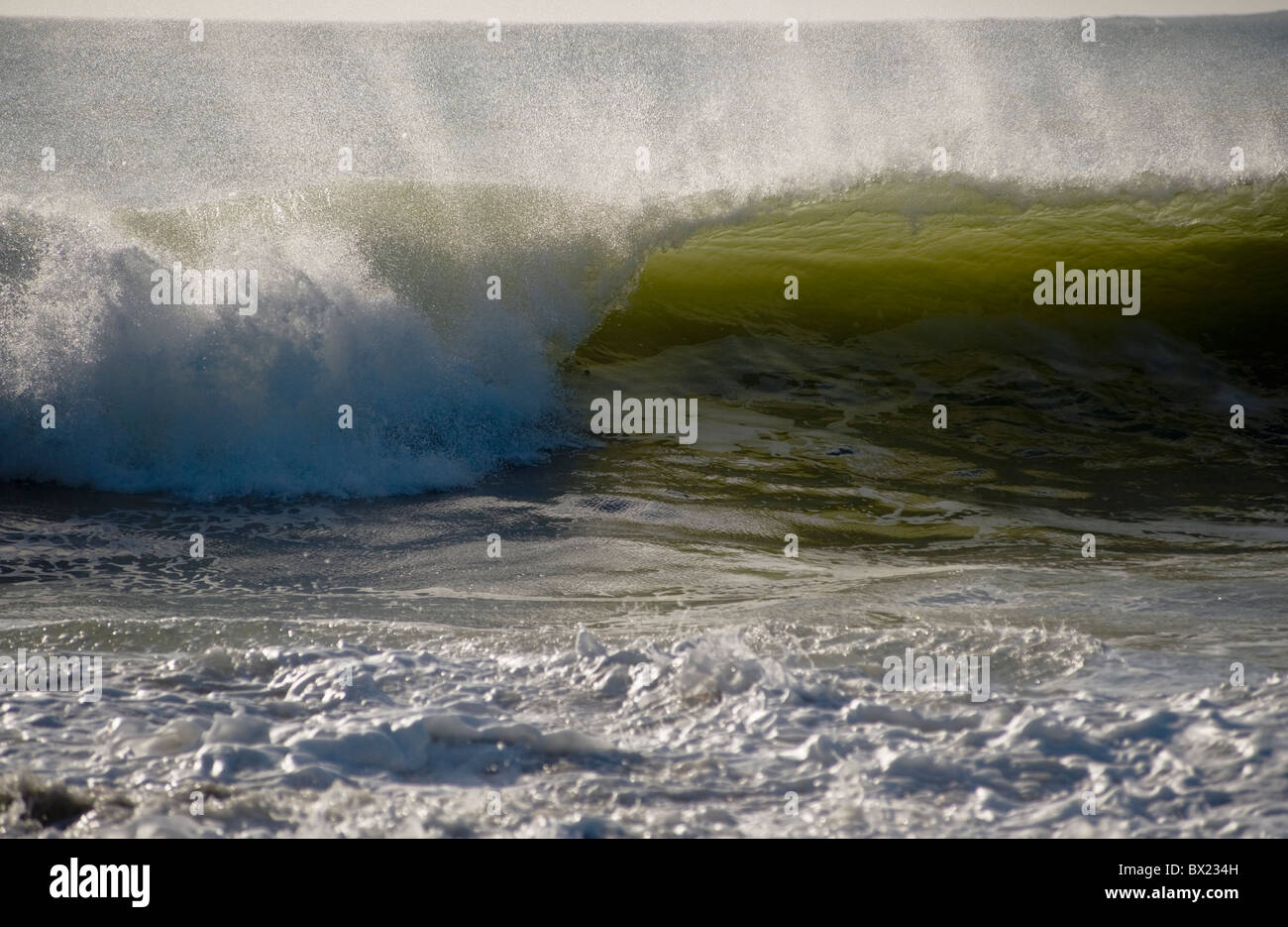 ocean wave curling and crashing Stock Photo