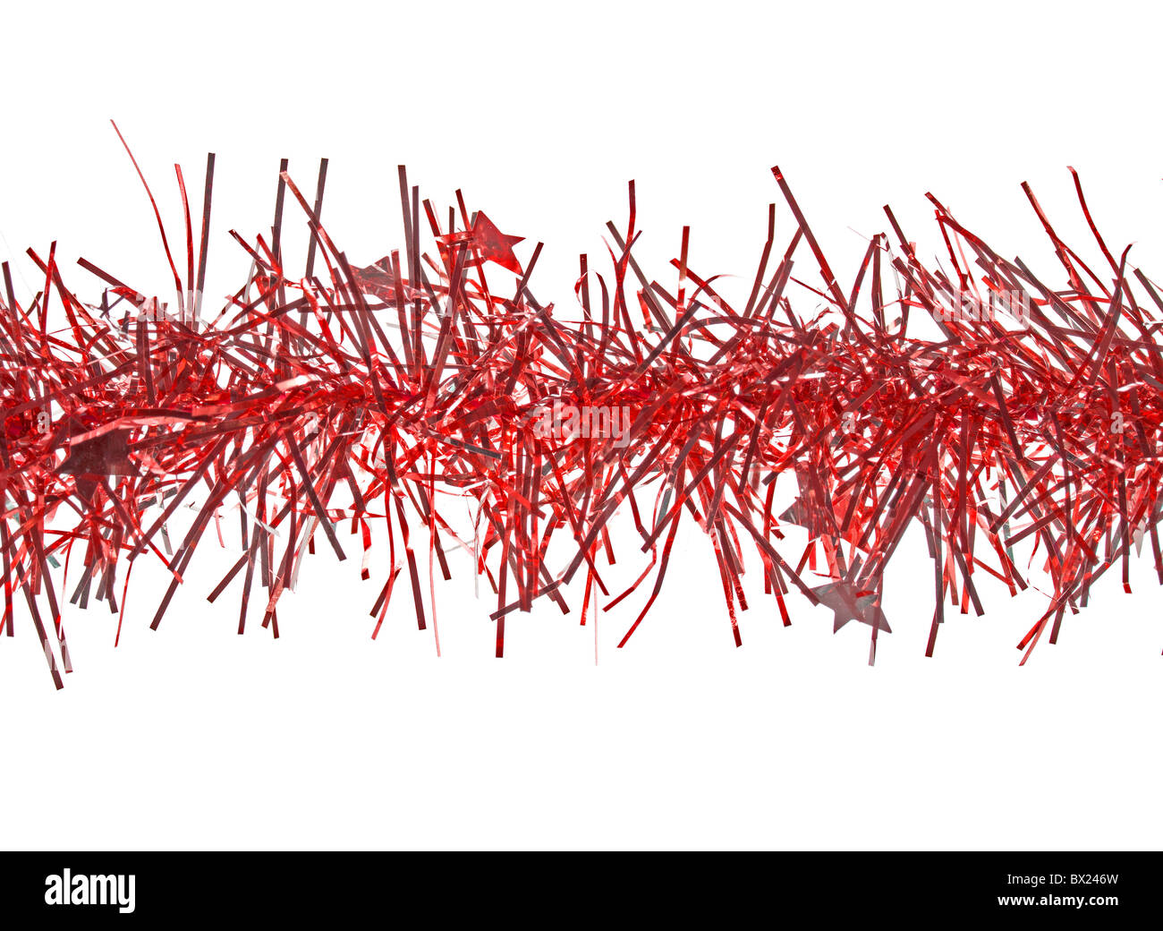 Red Christmas tinsel Stock Photo