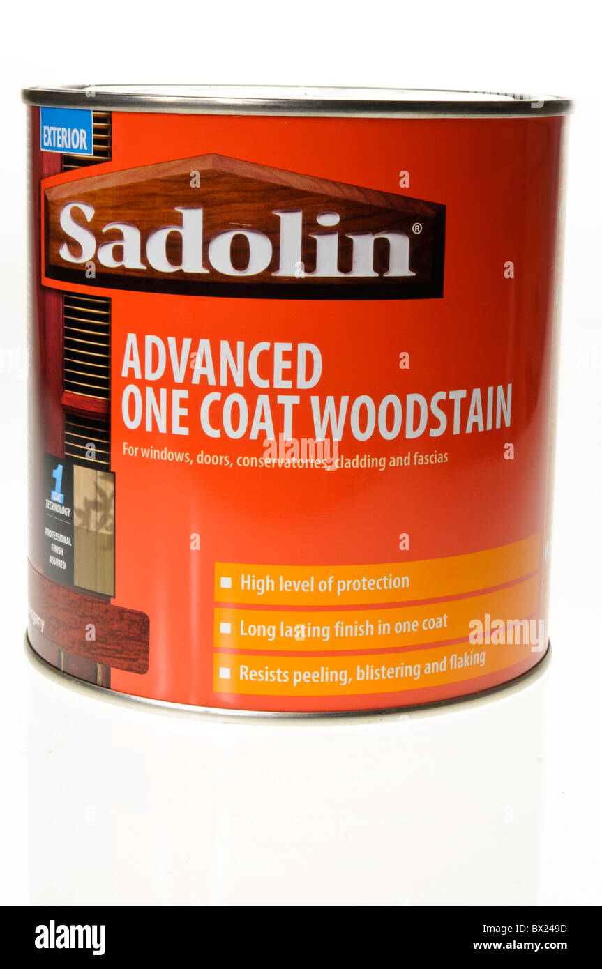 Tin of Sadolin advanced one-coat woodstain Stock Photo
