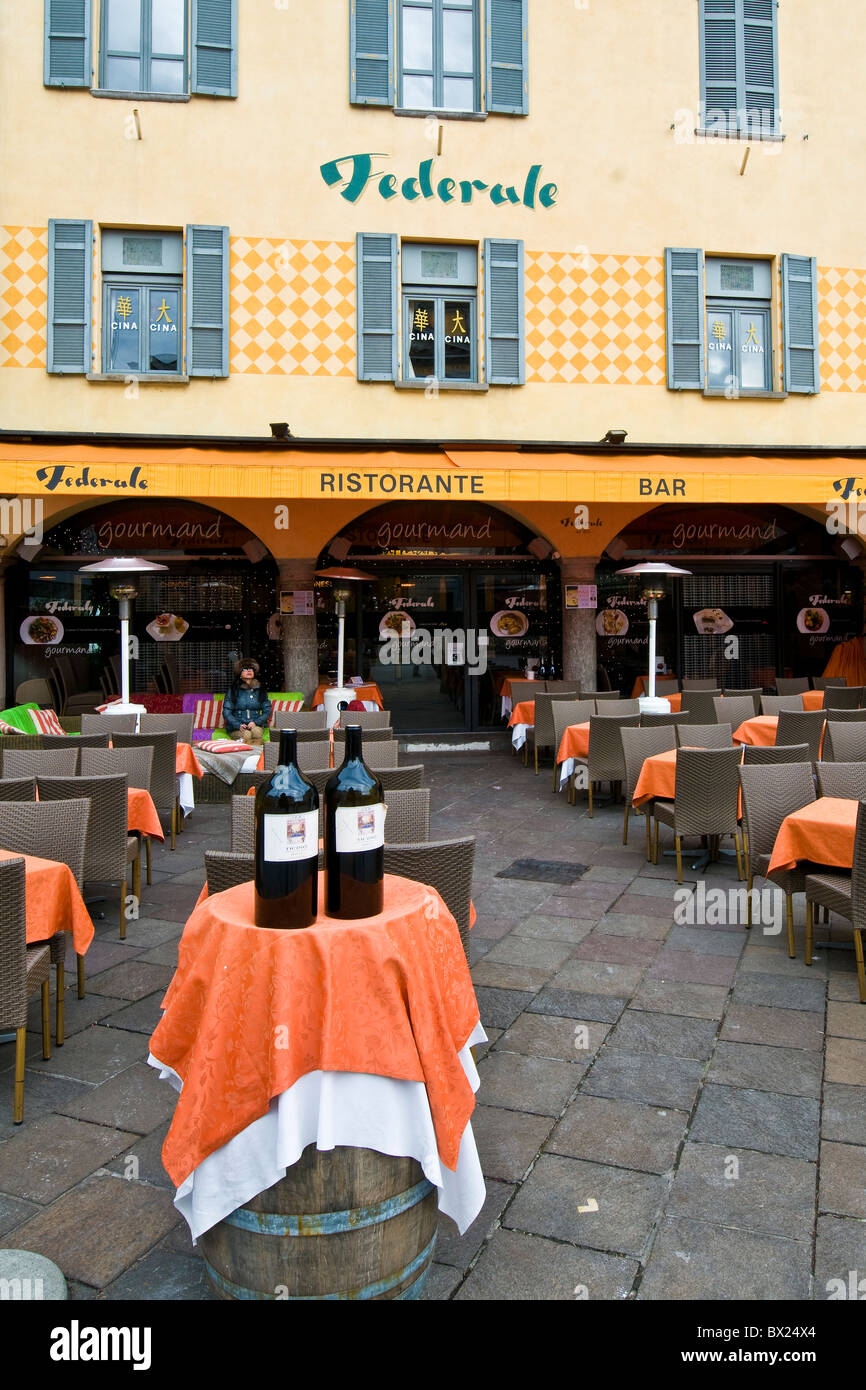 Federale restaurant, Piazza della Riforma, Lugano, Switzerland Stock Photo