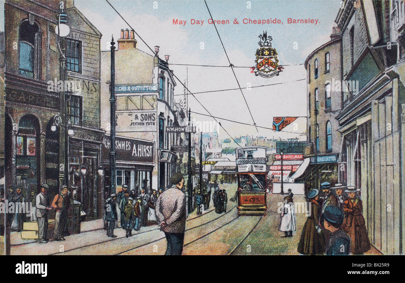 Picture card illustration of  Barnsley town centre in South Yorkshire Stock Photo