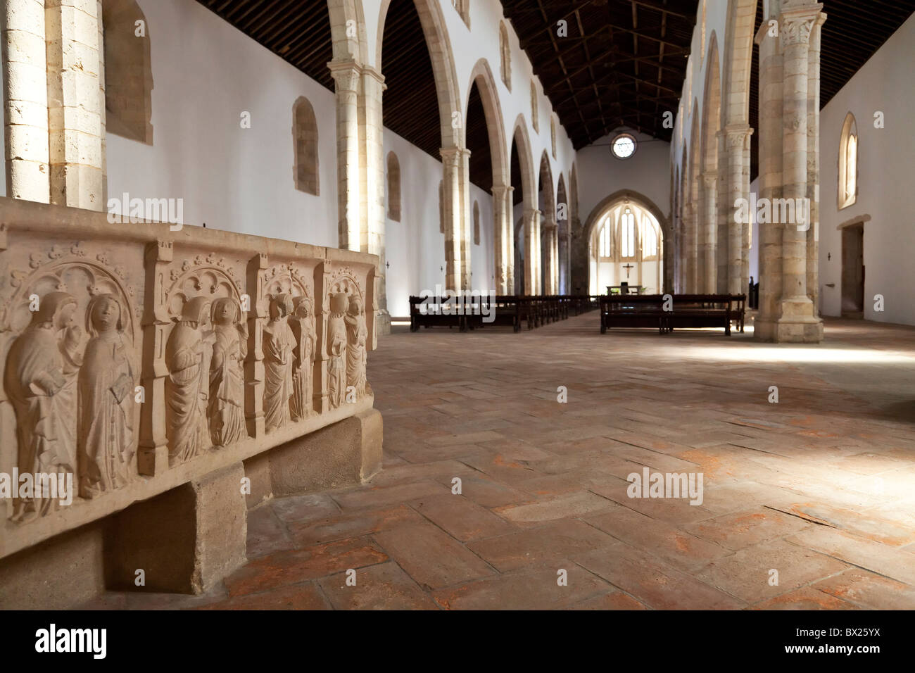 Santa Clara Church in the city of Santarém, Portugal. 13th century Mendicant Gothic Architecture. Stock Photo