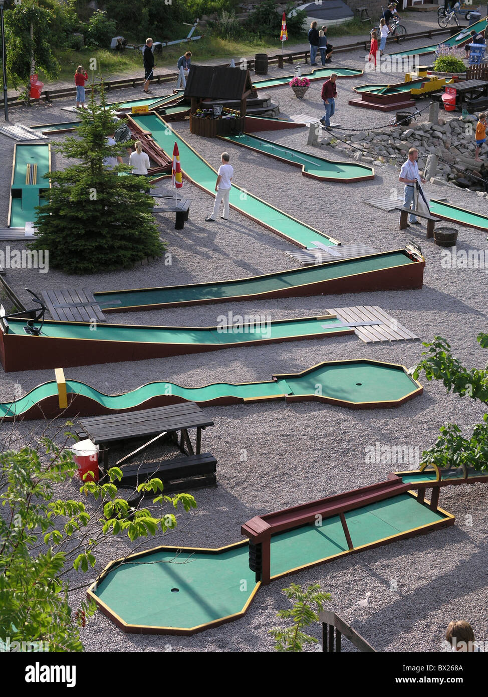 Arrangement Color Colour Enclosure Enclosures Malmo Mini golf Overview Playground Railroad Railroads Rail Stock Photo