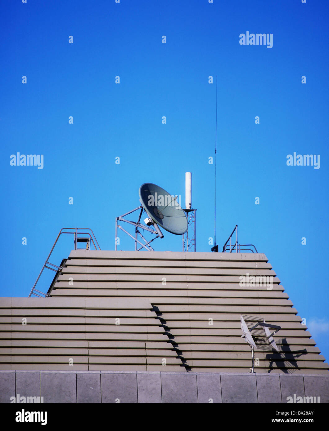 Glasnevin,Co Dublin,Ireland;Satellite Dishes Atop The Met Office Stock Photo