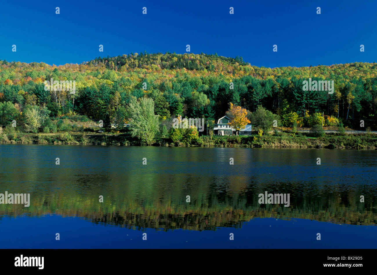 scenery autumn lake sea house home wood forest Rumford Indian summer