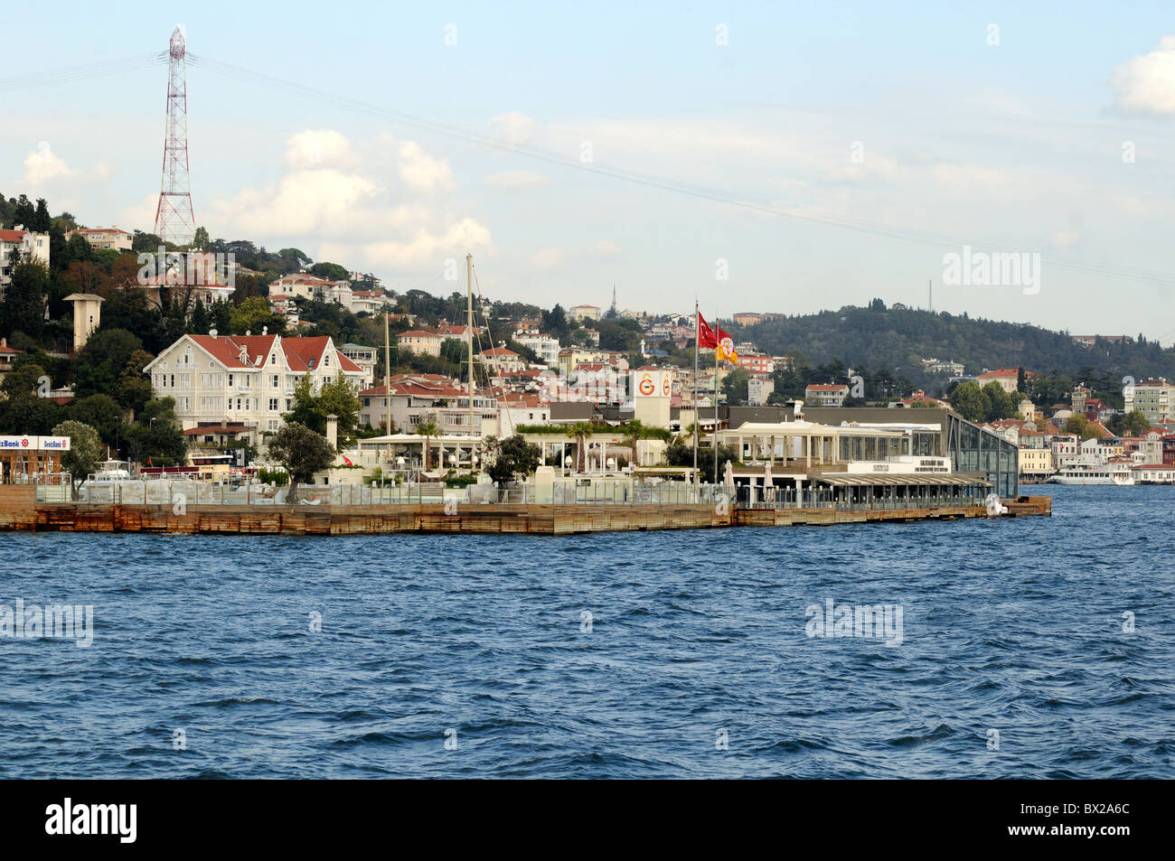 Galatasaray Adasi, a tiny island owned by the Galatasaray Sports Club, viewed from the Bosphorus, Istanbul, Turkey Stock Photo