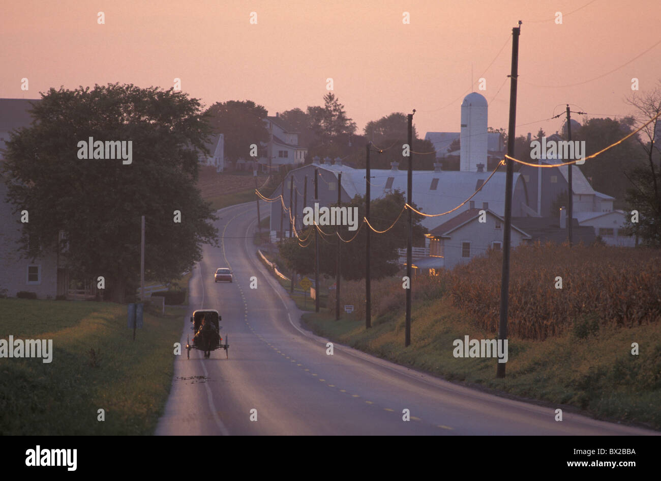 old fashioned Amish coach horse coach horse street religion Christianity Dutch Country Dutch Country Pennsyl Stock Photo