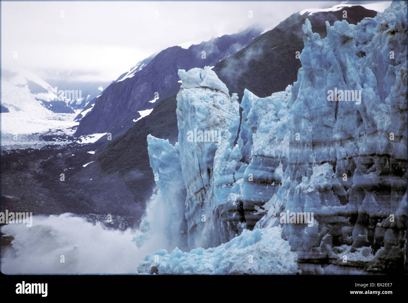 Alaska America Calve Demolition Eroded Erosion Glacier Glaciers Hubbard glacier Ice Mountain Mountains s Stock Photo