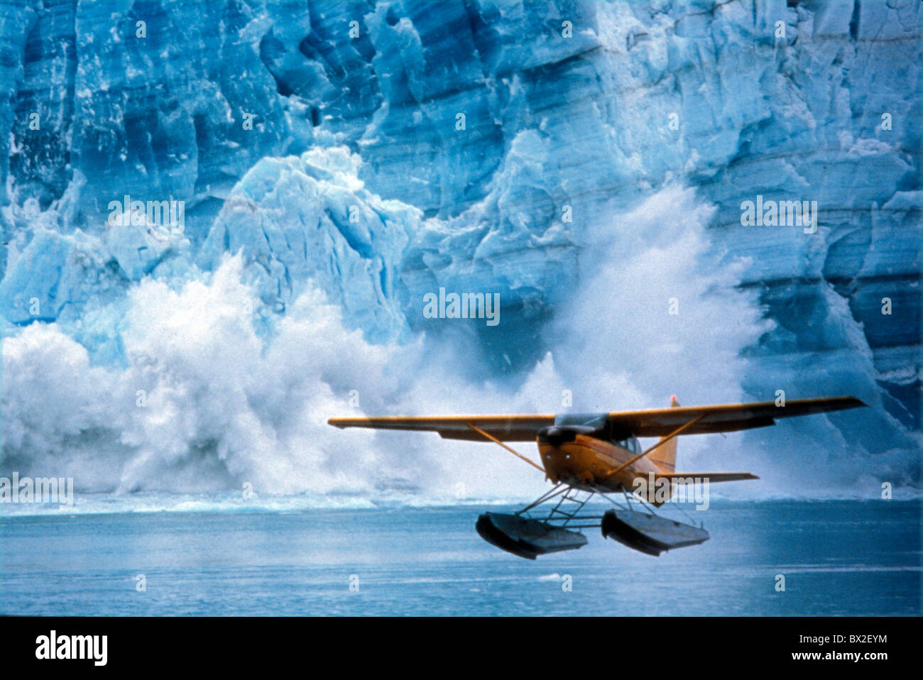 Adventure Adventures Airplane Alaska America Calve Calving Expedition Expeditions Glacier Glaciers Hubbar Stock Photo