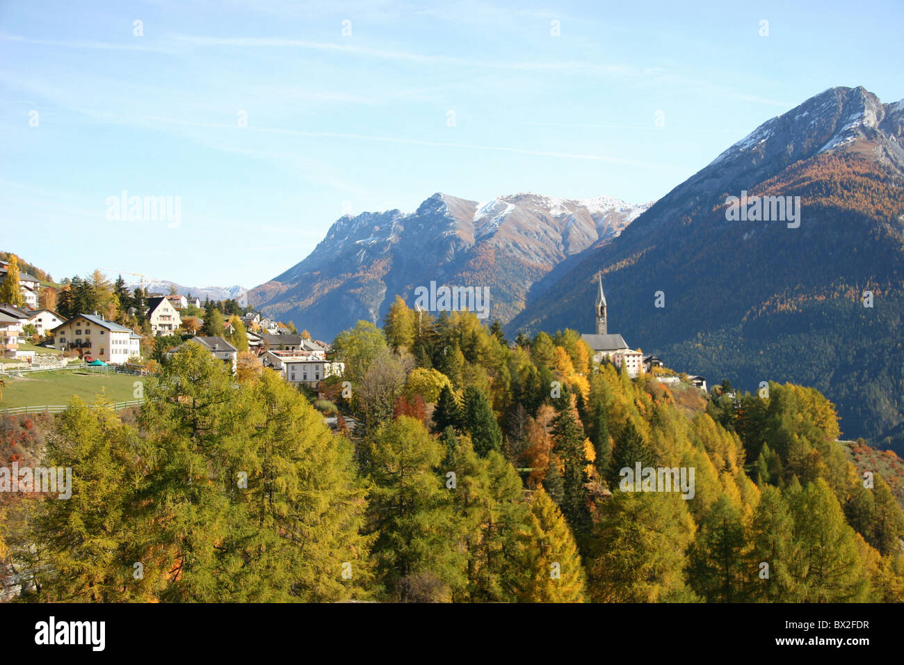 Switzerland Europe Graubunden Grisons Engadine Sent village village ...