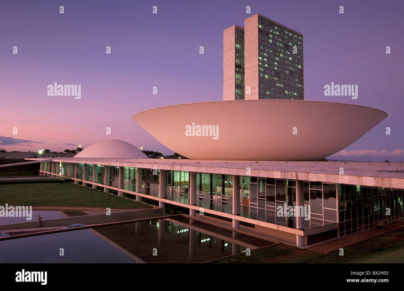 Parliament Brasilia Brazil South America architecture modern building twilight Stock Photo