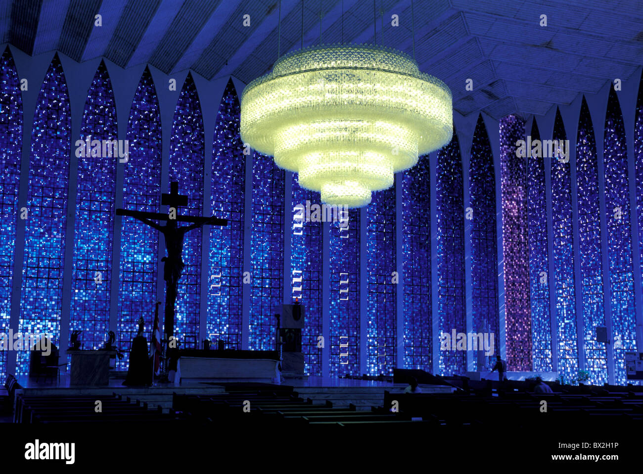 Blue Church at Sede Ministerio da Justica Brasilia Brazil South America architecture modern indoors Stock Photo
