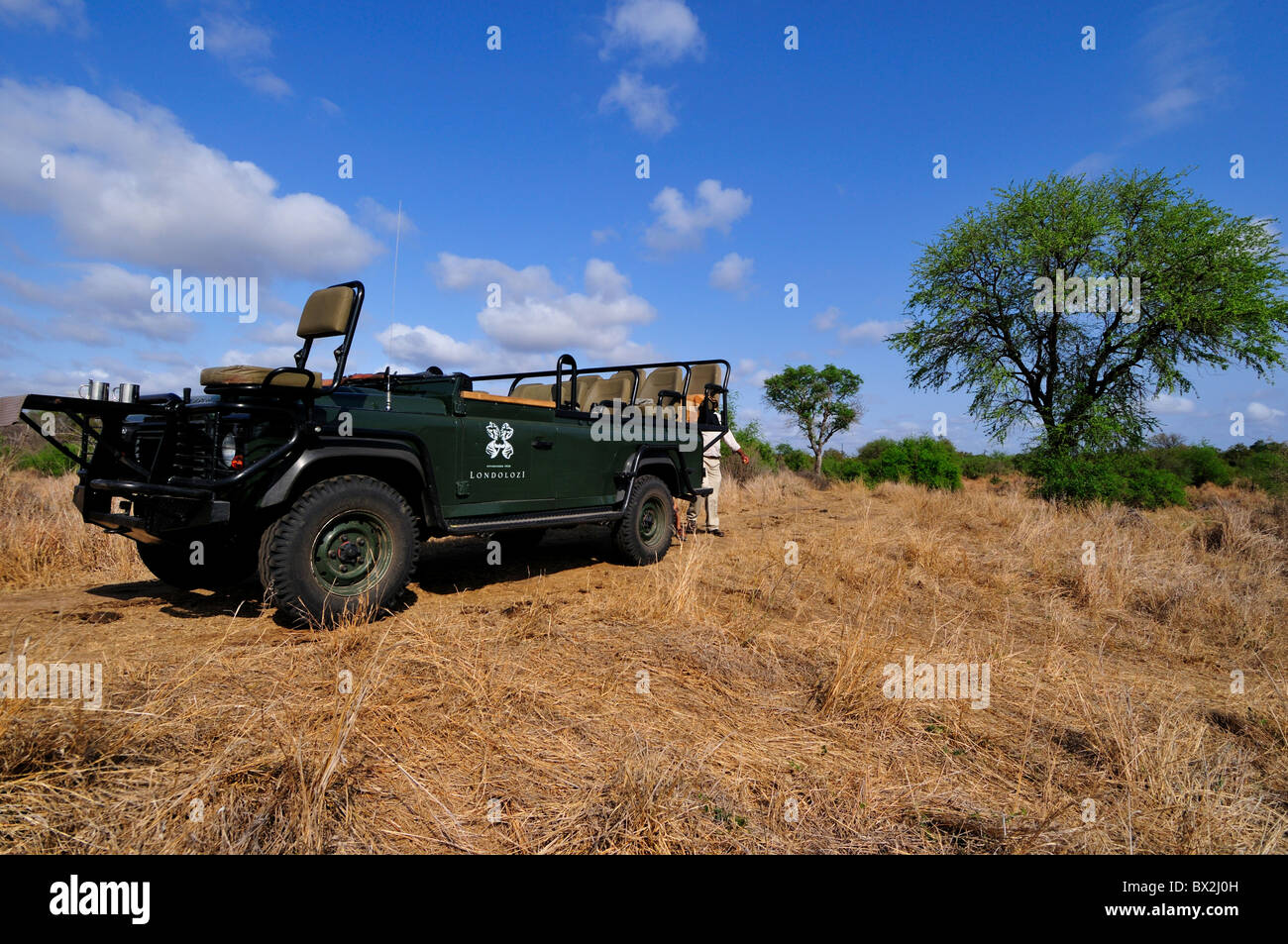 A safari jeep. Kruger National Park, South Africa. Stock Photo