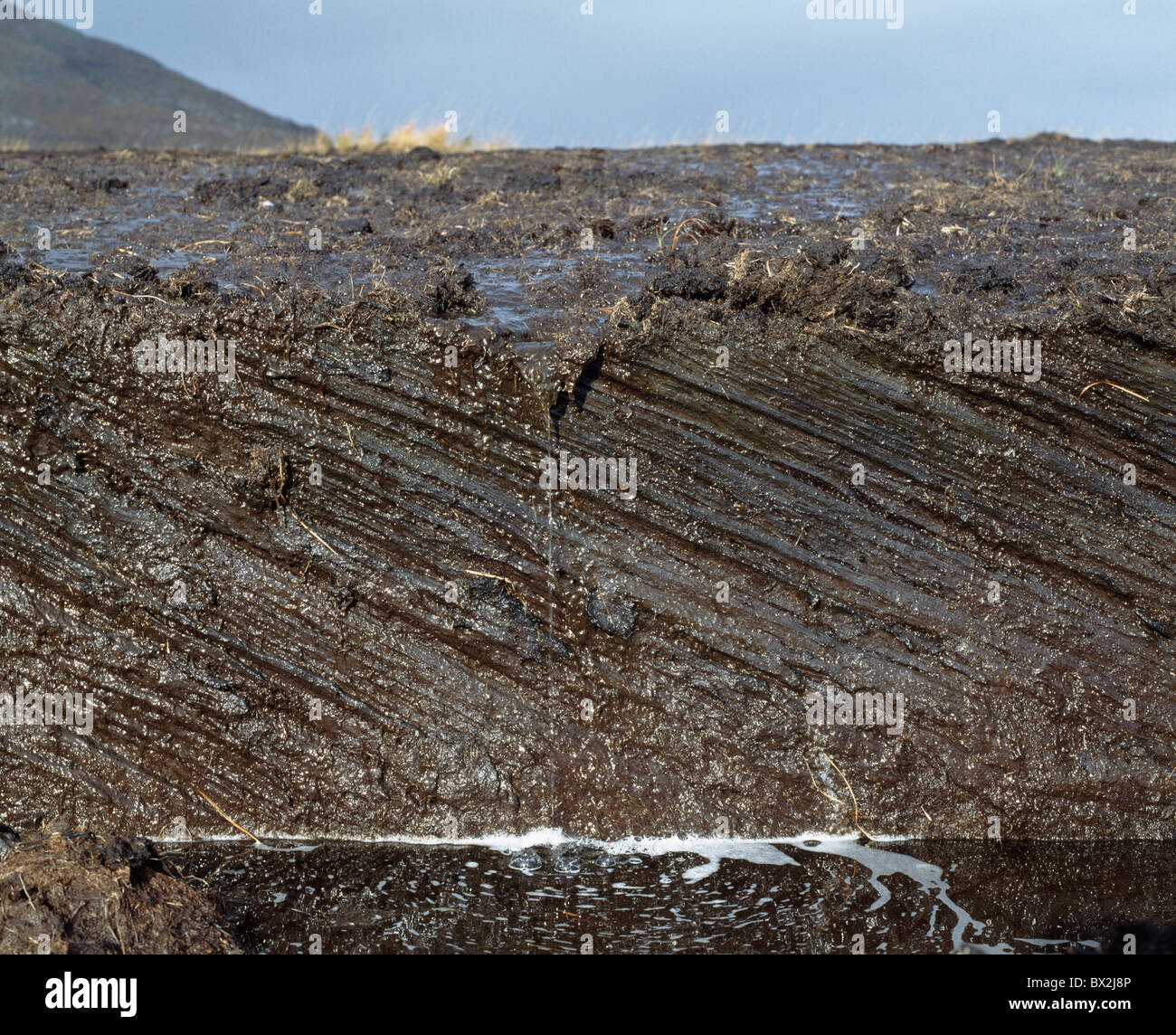 Traditional Turf, Cut Showing Strata, Maam Cross Co Galway, Stock Photo