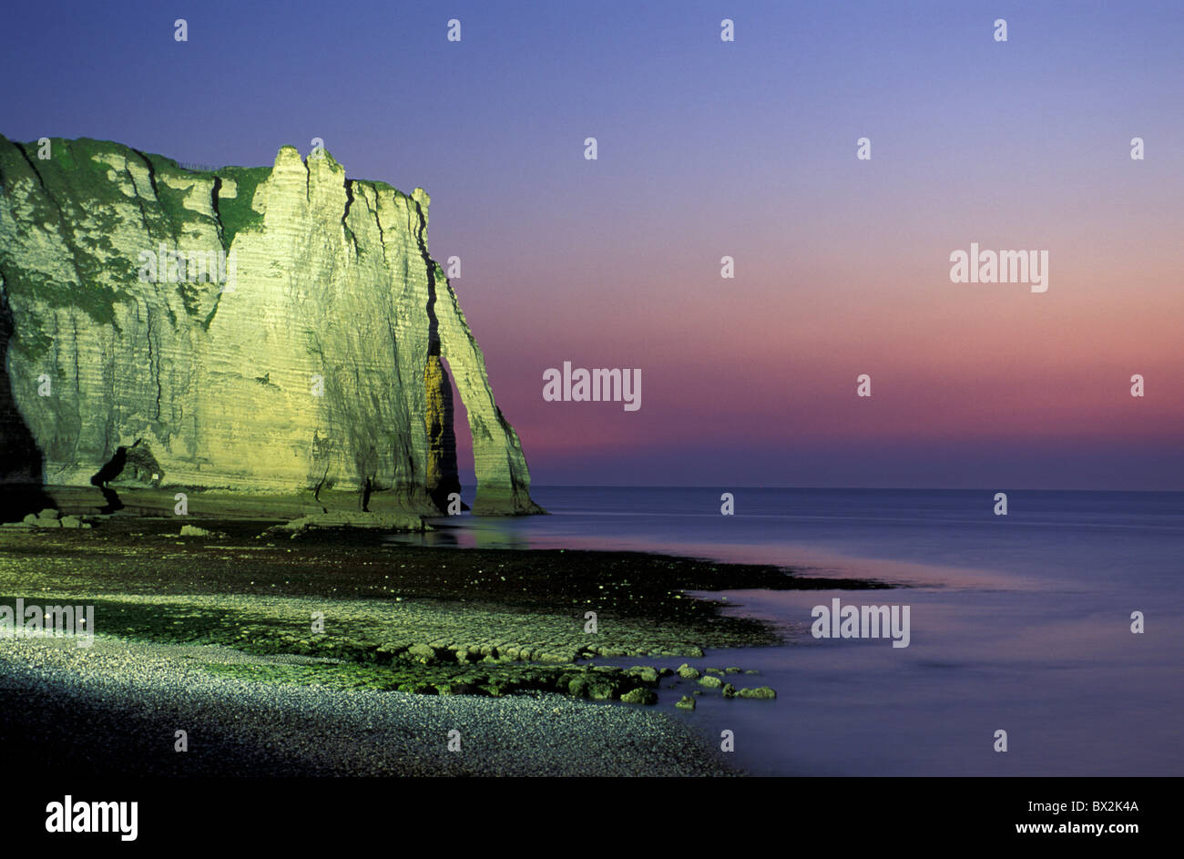 Sea Cliffs Arch night landscape Etretat Normandy France Europe Stock ...